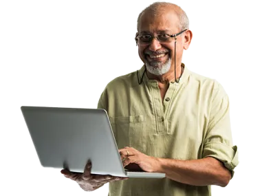 Hombre sosteniendo una laptop