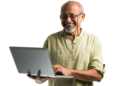 Hombre sosteniendo una laptop