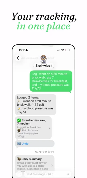 screenshot of slothwise app