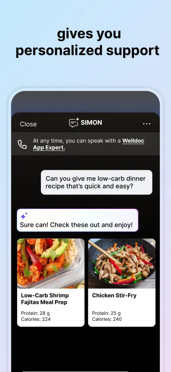 Imagen de pantalla de la aplicación welldoc