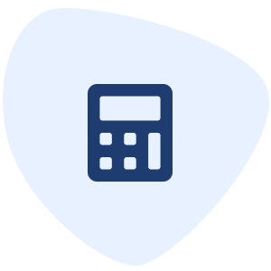 Una calculadora que representa a una persona comprobando su costo estimado